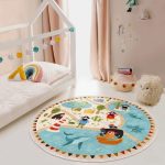Pirates Printed Kids Room Round Rug, Cute Pirate Ship Design Nursery - Image 4