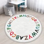 Alphabet Design Round Rug For Kids Room, Nursery Room Decorative Area