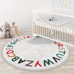 Alphabet Design Round Rug For Kids Room, Nursery Room Decorative Area - Image 5