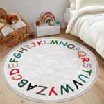 Alphabet Design Round Rug For Kids Room, Nursery Room Decorative Area - Image 2