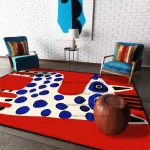 Red Abstract Animal Print Rug, Non-Slip (Multiple Sizes)