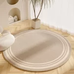 Cream Round Rug, Abstract Black Line Print, Non-Slip - Image 12