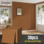 3D Grooved Wood Grain Peel-and-Stick Wall Panels