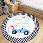 Round Pink Floral Shabby Chic Rug, Non-Slip - Image 8
