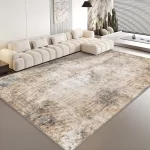 Neutral Abstract Distressed Rug, Boho Farmhouse Vintage Style, Gray & Beige