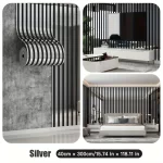 300cm X 40cm Self-adhesive Mirror & Metallic Grille Wall Panel Roll - Image 2