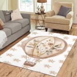 Boho Hot Air Balloon Nursery Rug, Soft Floral Play Mat, Neutral Baby Room Decor - Image 3