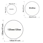 Cream Round Rug, Abstract Black Line Print, Non-Slip - Image 3