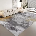 Neutral Abstract Distressed Rug, Boho Farmhouse Vintage Style, Gray & Beige - Image 5