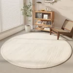 Cream Round Rug, Abstract Black Line Print, Non-Slip - Image 13