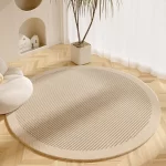 Cream Round Rug, Abstract Black Line Print, Non-Slip - Image 16