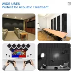 12-Pack High Density Acoustic Foam Panels,  12X12 Inch, Self-Adhesive - Image 5
