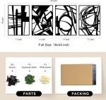 Black Abstract Minimalist Metal Wall Art, 4-Piece Set - Image 4