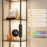 Display Shelf Floor Lamp With RGBW Light And Black Finish