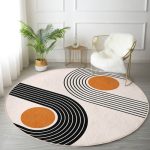 Round Rug, Abstract Circle Carpet, Anti Slip Floor Carpet