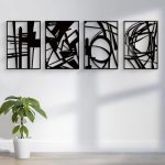 Black Abstract Minimalist Metal Wall Art, 4-Piece Set - Image 3