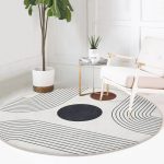 Abstract Round Rug, Minimalist Home Decor Area Rug, Non Slip Circle - Image 2