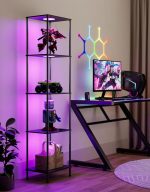 Display Shelf Floor Lamp With RGBW Light And Black Finish - Image 6