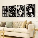 Black Abstract Minimalist Metal Wall Art, 4-Piece Set - Image 2