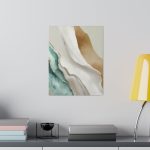 Giclee Poster Art Print, Cream White Green Marbled