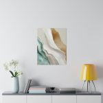 Giclee Poster Art Print, Cream White Green Marbled - Image 2