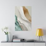Giclee Poster Art Print, Cream White Green Marbled - Image 3