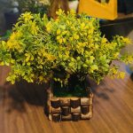 Artificial Green Wild Eucalyptus Plant with Wooden Pot